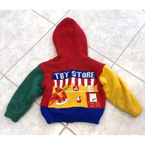 Vintage Handmade Sweater Toddler Size 18-24 toy Store Color block zipper Hoodie*